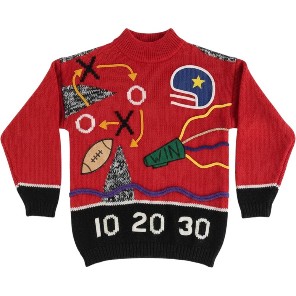 CHERRY STIX CSL Football Sweater Unisex Medium Red Black Cheerleader 80's Vtg
